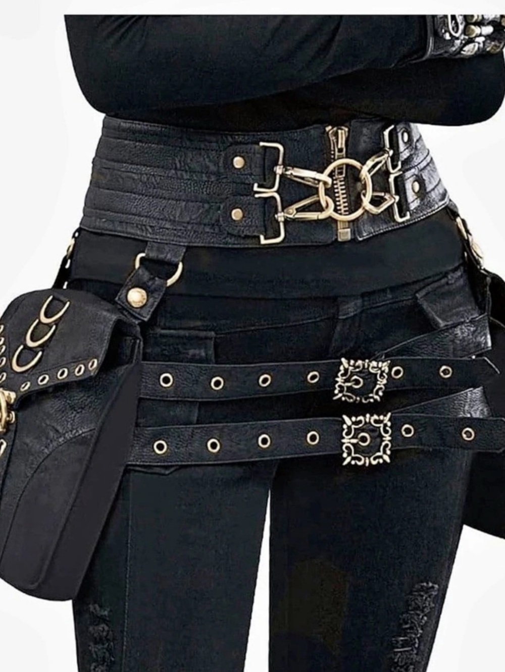 Punk Rave Xenos Waistbag Black Gothic Utility Belt